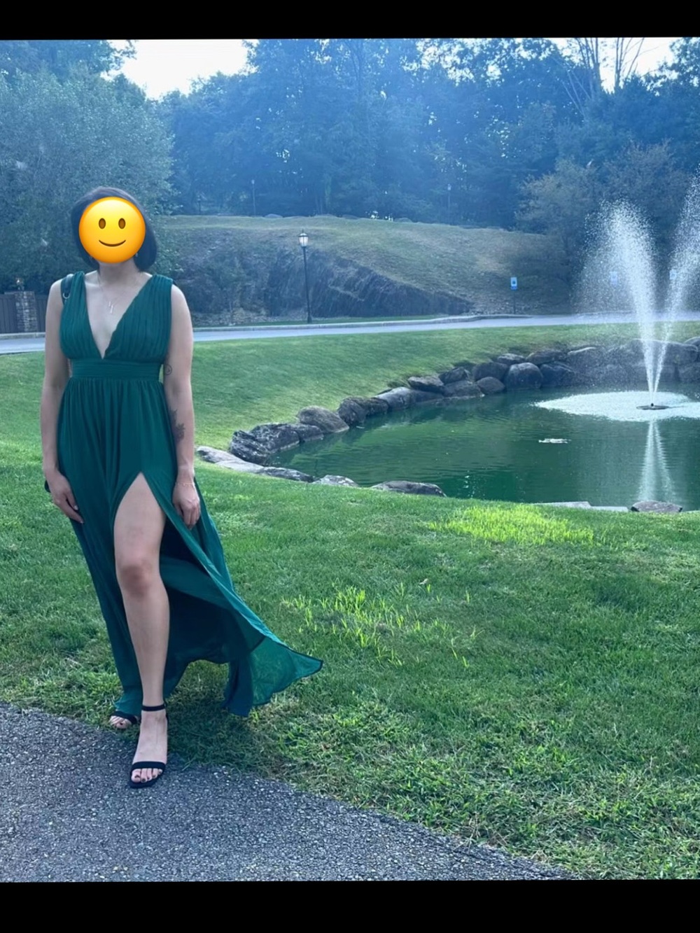 Love By Design Emerald Green V-Neck Sleeveless High-Slit Maxi Dress